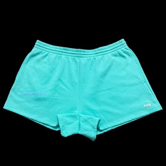 Victorias Secret Pink Logo Comfy Fleece High Waist Campus Shorts Green XXL - Picture 3 of 3